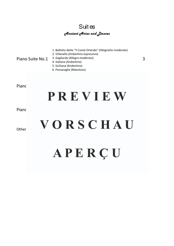 Produktgalerie: Seite 3 von 11 Ancient Arias and Dances - 3 Piano Suites - Complete Scores, , Klavier Solo