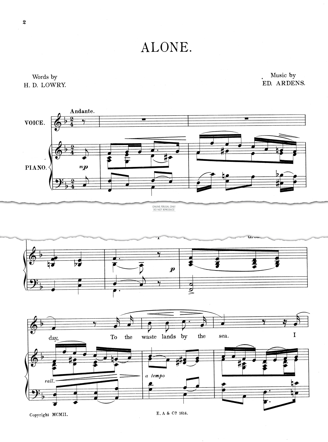 Produktgalerie: Seite 1 von 1 Alone, E. D. Ardens, Gesang, Klavier