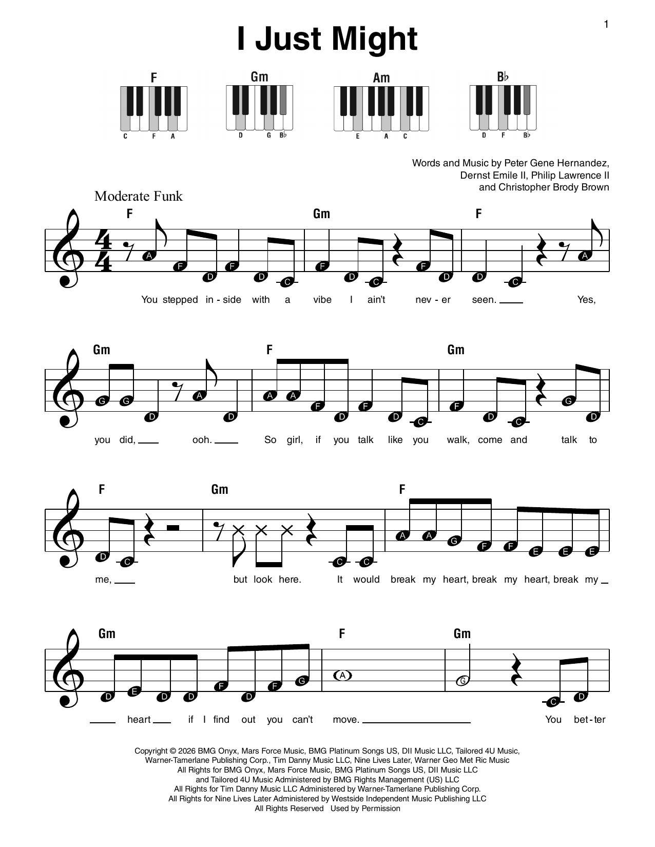 Produktgalerie: Seite 1 von 1 I Just Might, Bruno Mars, Klavier