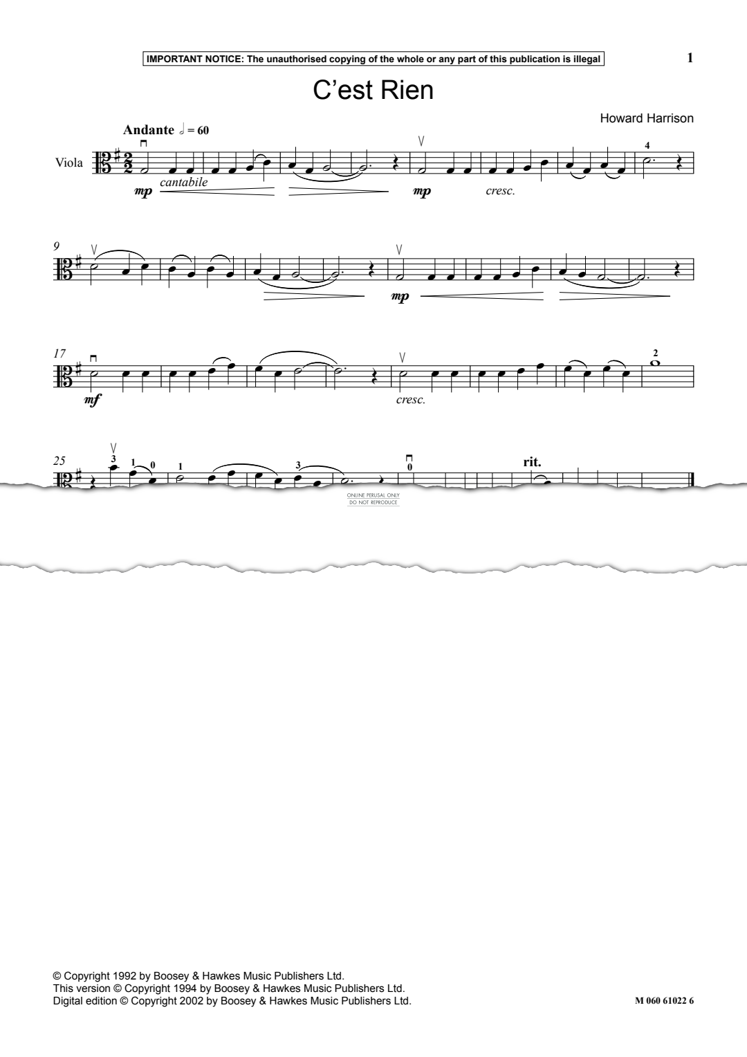 Produktgalerie: Seite 1 von 1 C'est Rien, Howard Harrison, Keyboard, Viola