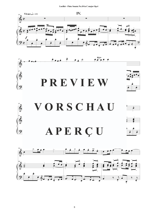 Produktgalerie: Seite 9 von 11 Flute Sonata No.10 in C major Op.4, , Zwei Flöten und Cembalo