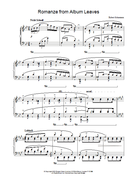 Product gallery: Page 1 of 1 Romanze from Album Leaves, Robert Schumann