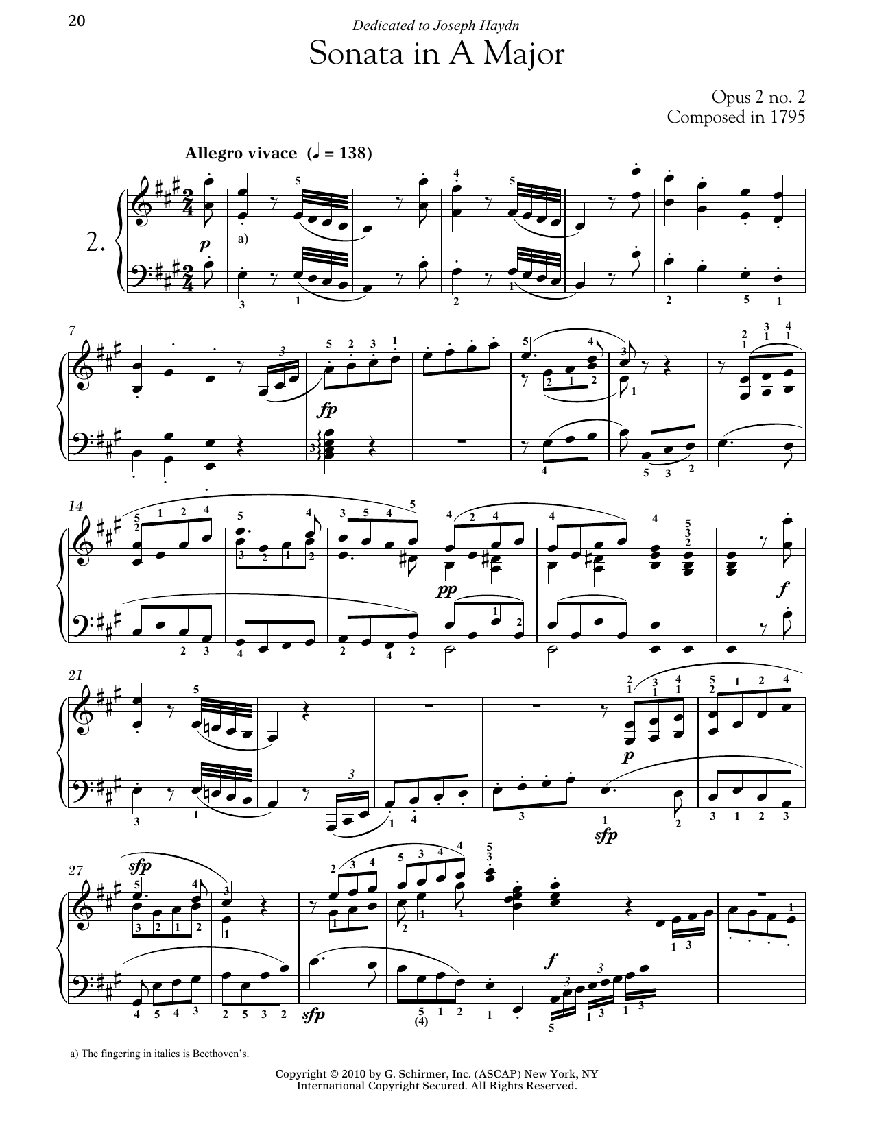 Product gallery: Page 1 of 1 Piano Sonata No. 2 In A Major, Op. 2, No. 2, Ludwig Van Beethoven