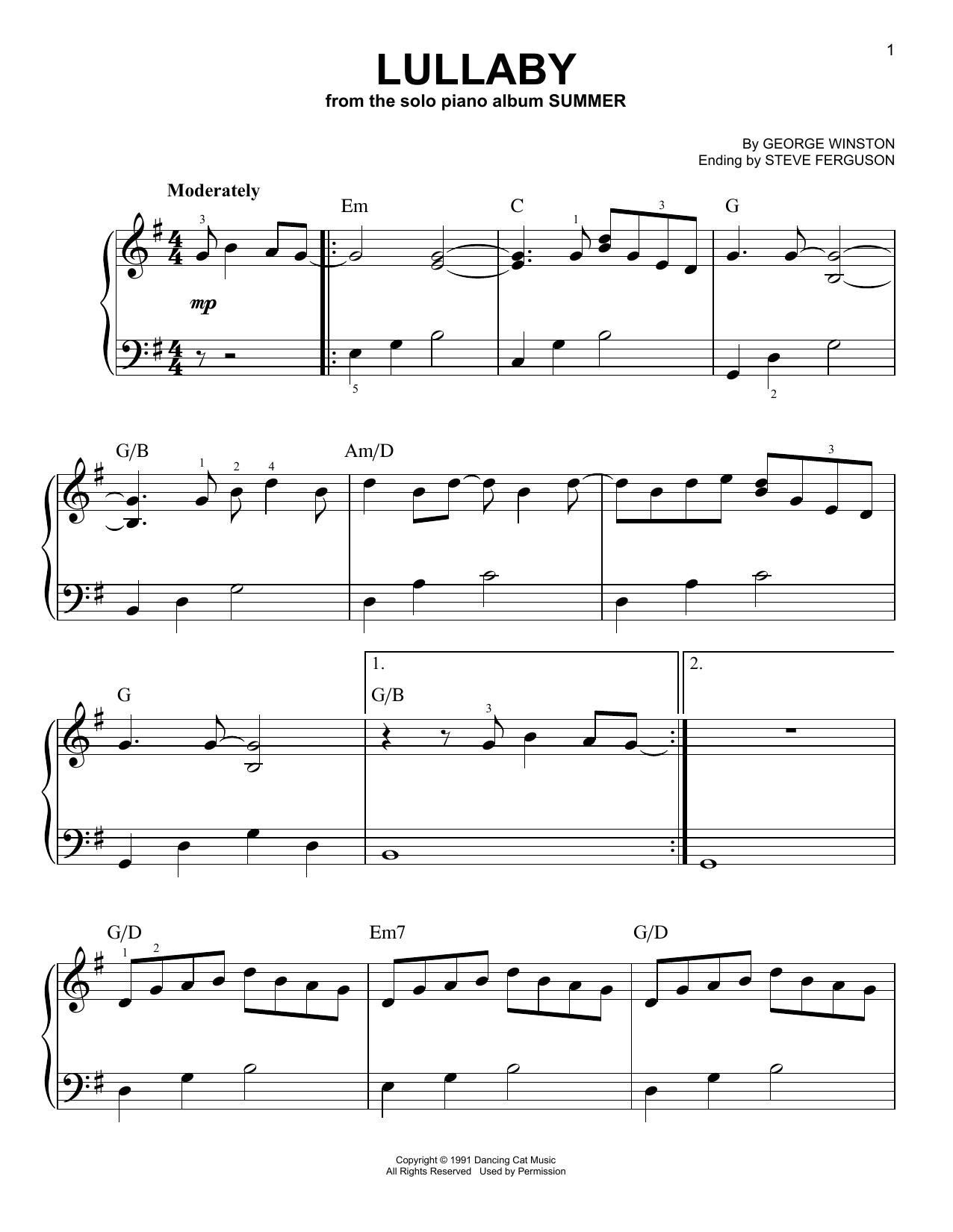 Produktgalerie: Seite 1 von 1 Lullaby, George Winston, Klavier