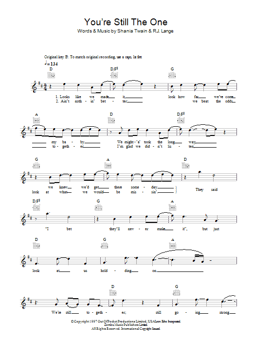 Produktgalerie: Seite 1 von 1 You're Still The One, Shania Twain, Melodieinstrument