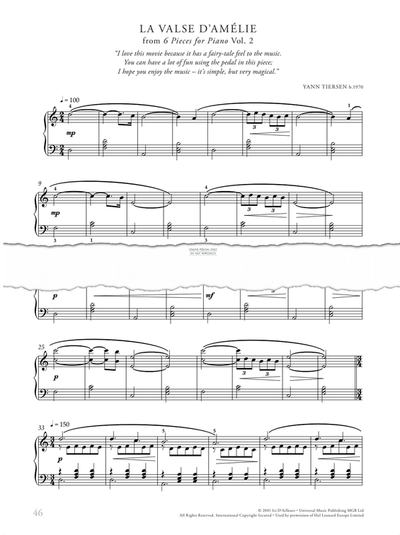 Product gallery: Page 1 of 1 La Valse D’Amelie, Yann Tiersen