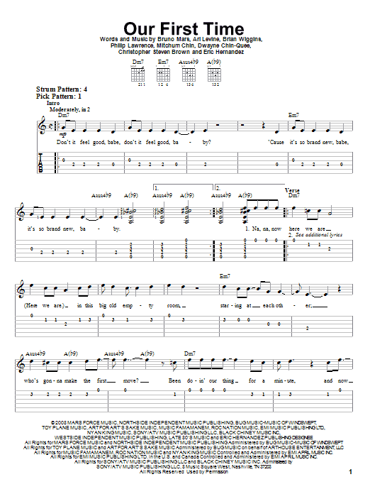 Product gallery: Page 1 of 1 Our First Time, Bruno Mars