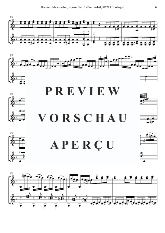 Produktgalerie: Seite 8 von 10 Die vier Jahreszeiten, Konzert Nr. 3 - Der Herbst - 1. Allegro, The Twiolins, (Duett 2x Vioine)