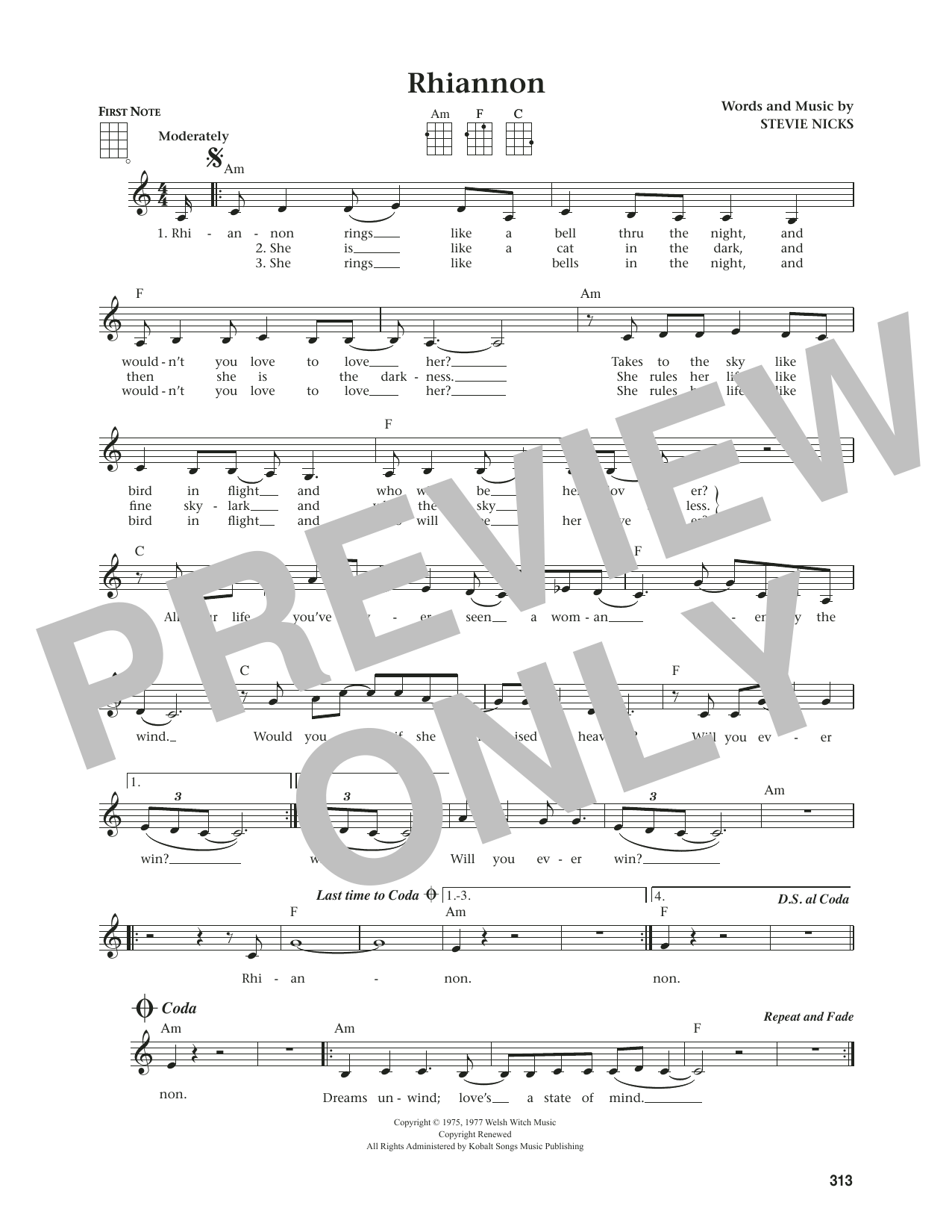 Product gallery: Page 1 of 1 Rhiannon (from The Daily Ukulele) (arr. Jim Beloff), Fleetwood Mac