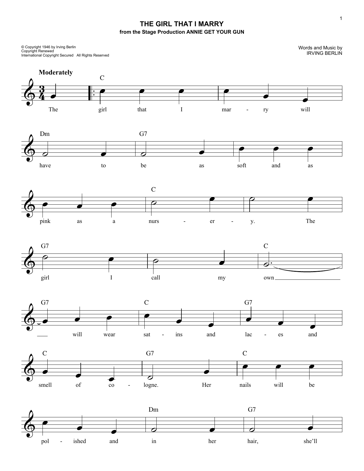 Product gallery: Page 1 of 1 The Girl That I Marry, Irving Berlin