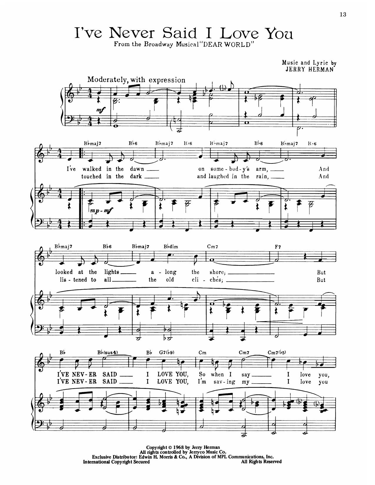 Produktbild zu: I've Never Said I Love You (from Dear World)