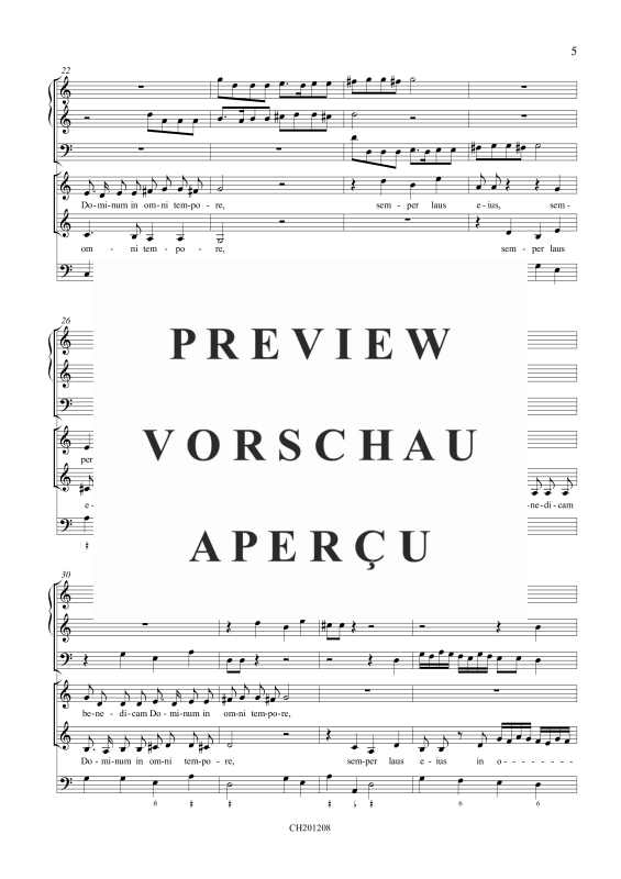 Produktgalerie: Seite 6 von 11 Benedicam Dominum (Psalm 33), , Gemischtes Ensemble SA, 2 Violinen, Fagott und BC