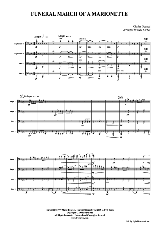 Product picture to: Trauermarsch einer Marionette, Marche funebre d'une marionnette Charles Gounod, 1873 (arr. Forbes)