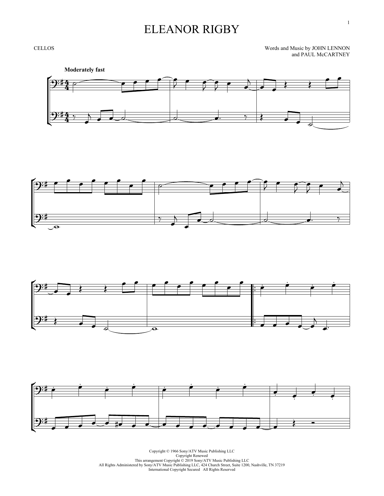 Produktgalerie: Seite 1 von 1 Eleanor Rigby, The Beatles, Violoncello