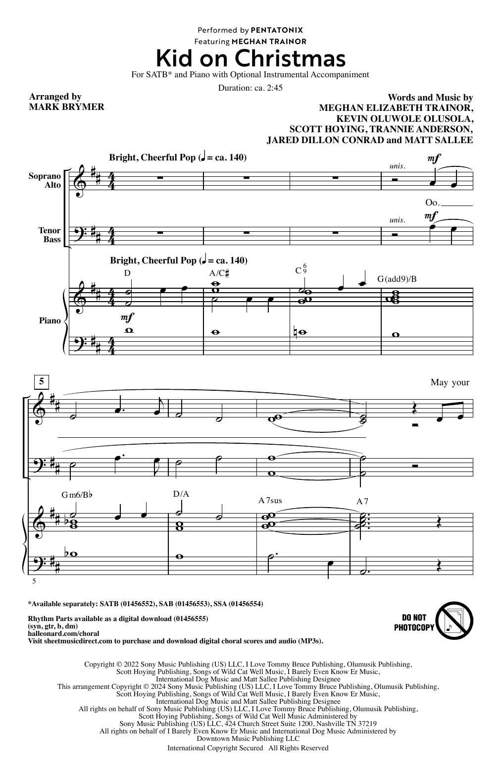 Product picture to: Kid On Christmas (feat. Meghan Trainor) (arr. Mark Brymer)