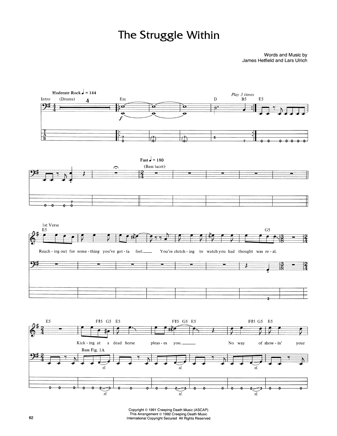Produktgalerie: Seite 1 von 1 The Struggle Within, Metallica, E-Bass