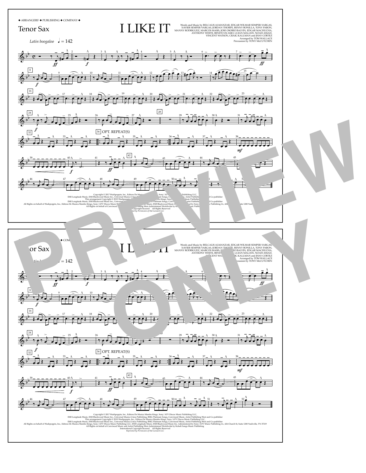Produktgalerie: Seite 1 von 1 I Like It (arr. Tom Wallace) - Tenor Sax, Cardi B, Bad Bunny & J Balvin, Ensemble