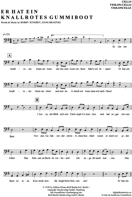 Produktgalerie: Seite 1 von 4 Er hat ein knallrotes Gummiboot , Myhre, Wencke, (Violon-Cello)