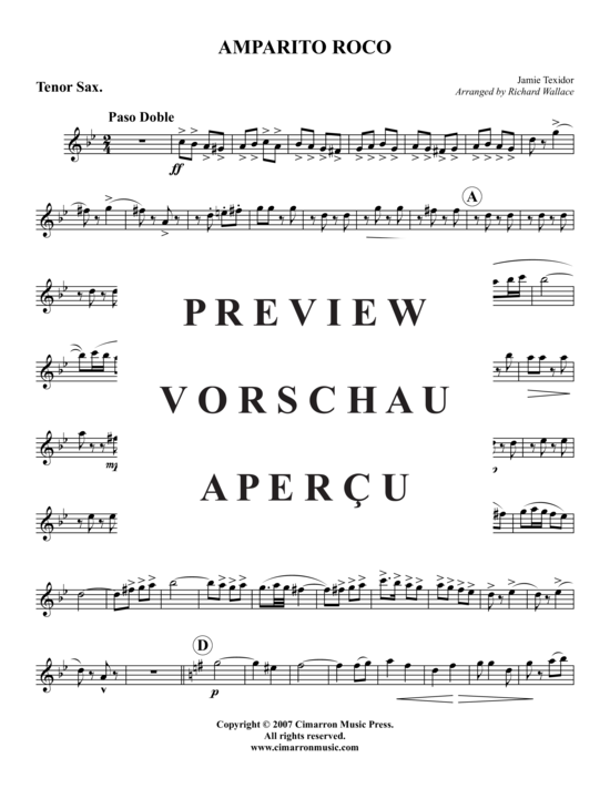Product gallery: Page 12 of 13 Amparito Roco , , (Saxophone quartet SATB)