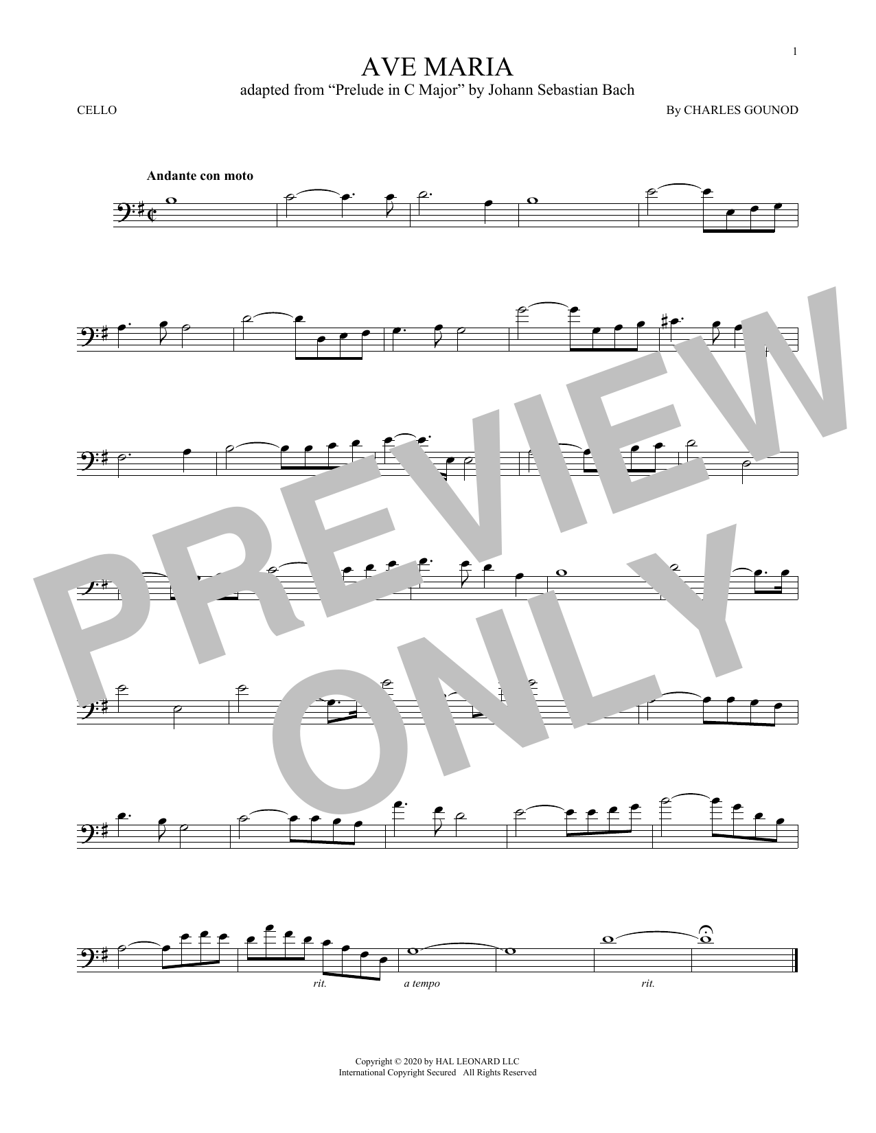 Produktgalerie: Seite 1 von 1 Ave Maria, Charles Gounod, Violoncello