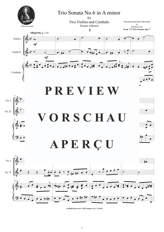 Produktgalerie: Seite 2 von 11 Trio Sonata No.6 in A-Moll Op.1, , 2 Violinen und Cembalo