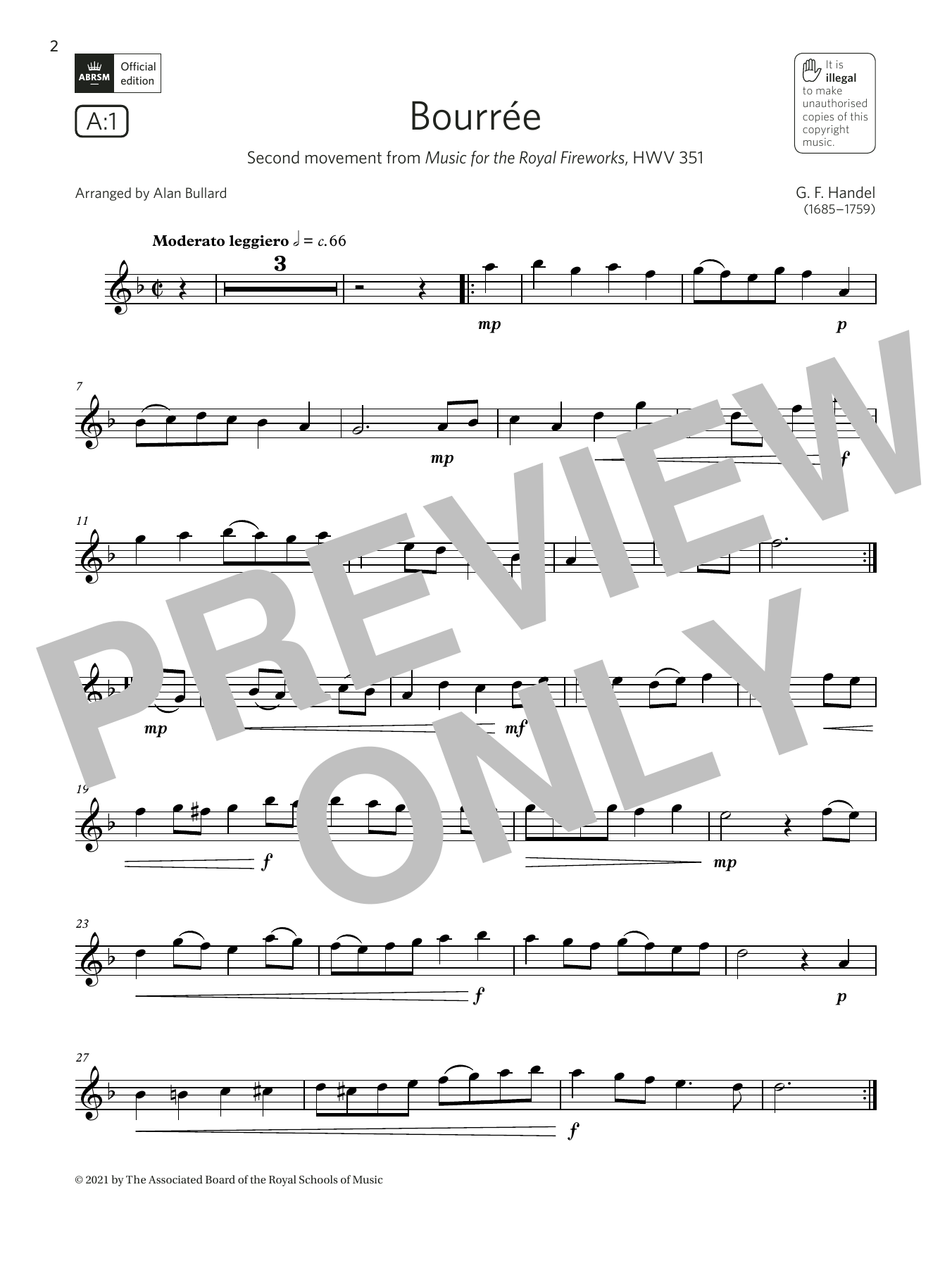 Product gallery: Page 1 of 1 Bourrée (from Music for the Royal Fireworks)(Grade 2 A1, the ABRSM Saxophone syllabus from 2022), George Frideric Handel
