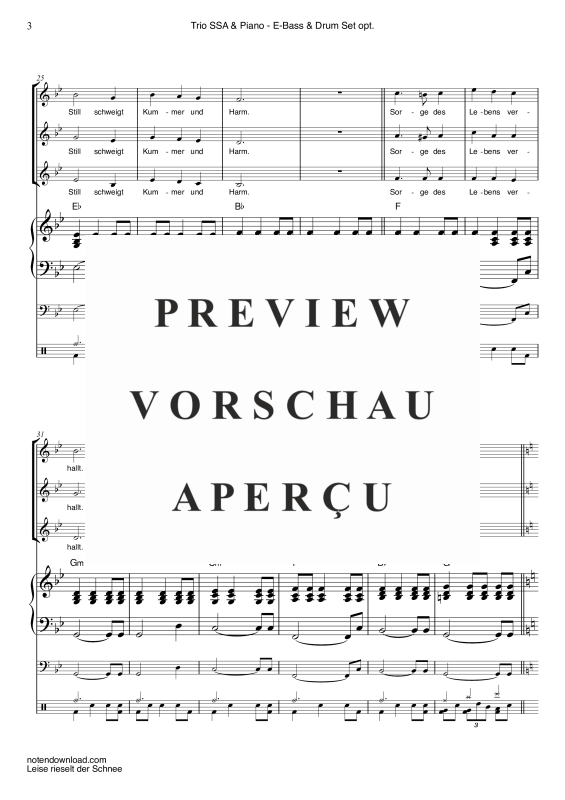 Produktgalerie: Seite 6 von 11 Leise rieselt der Schnee, , Frauenchor/Ensemble SAA und Klavier - E-Bass und Drum Set optional