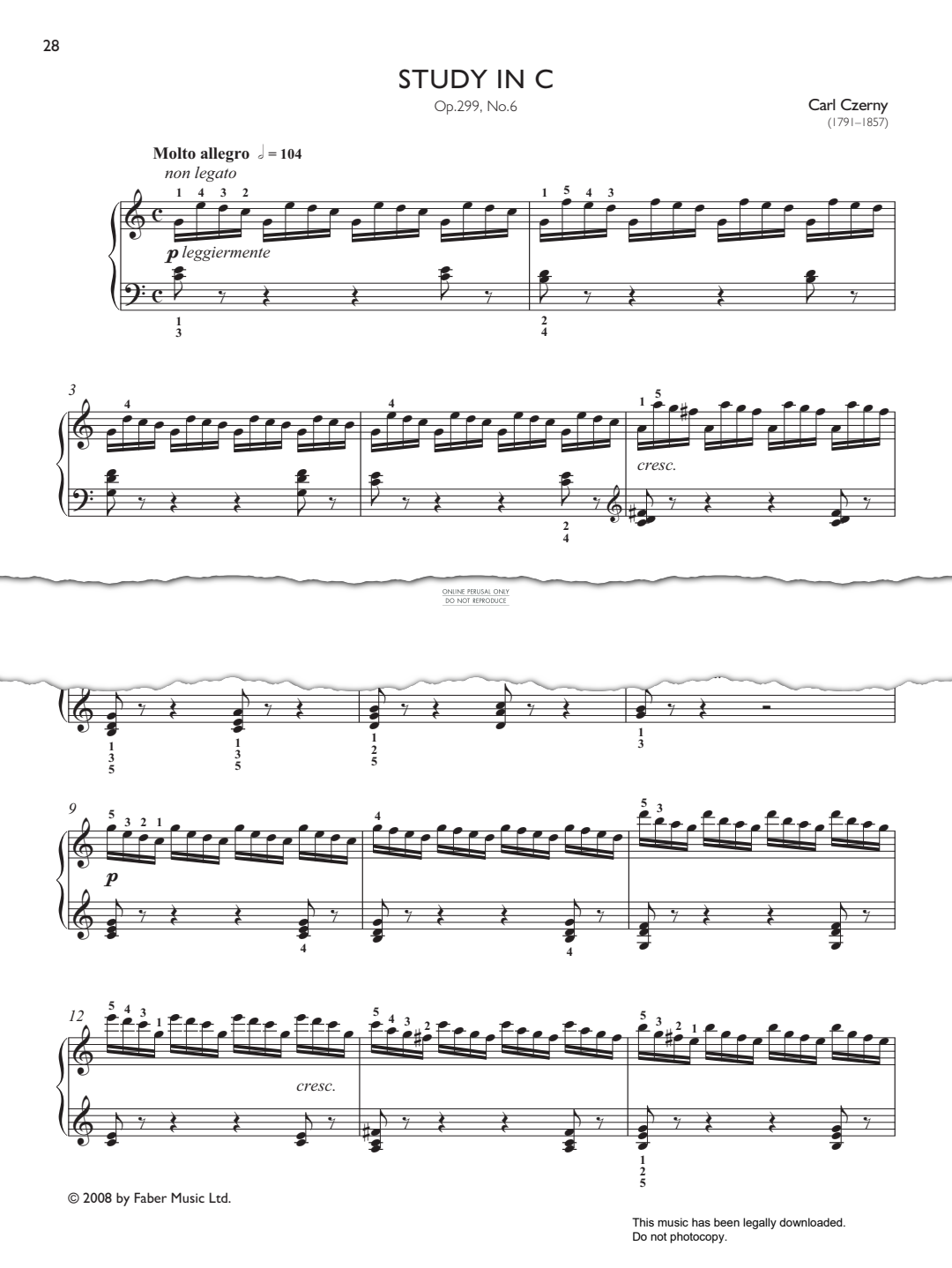 Produktbild zu: Study in C Op. 299, No. 6 (from Real Repertoire Studies Grades 4-6)
