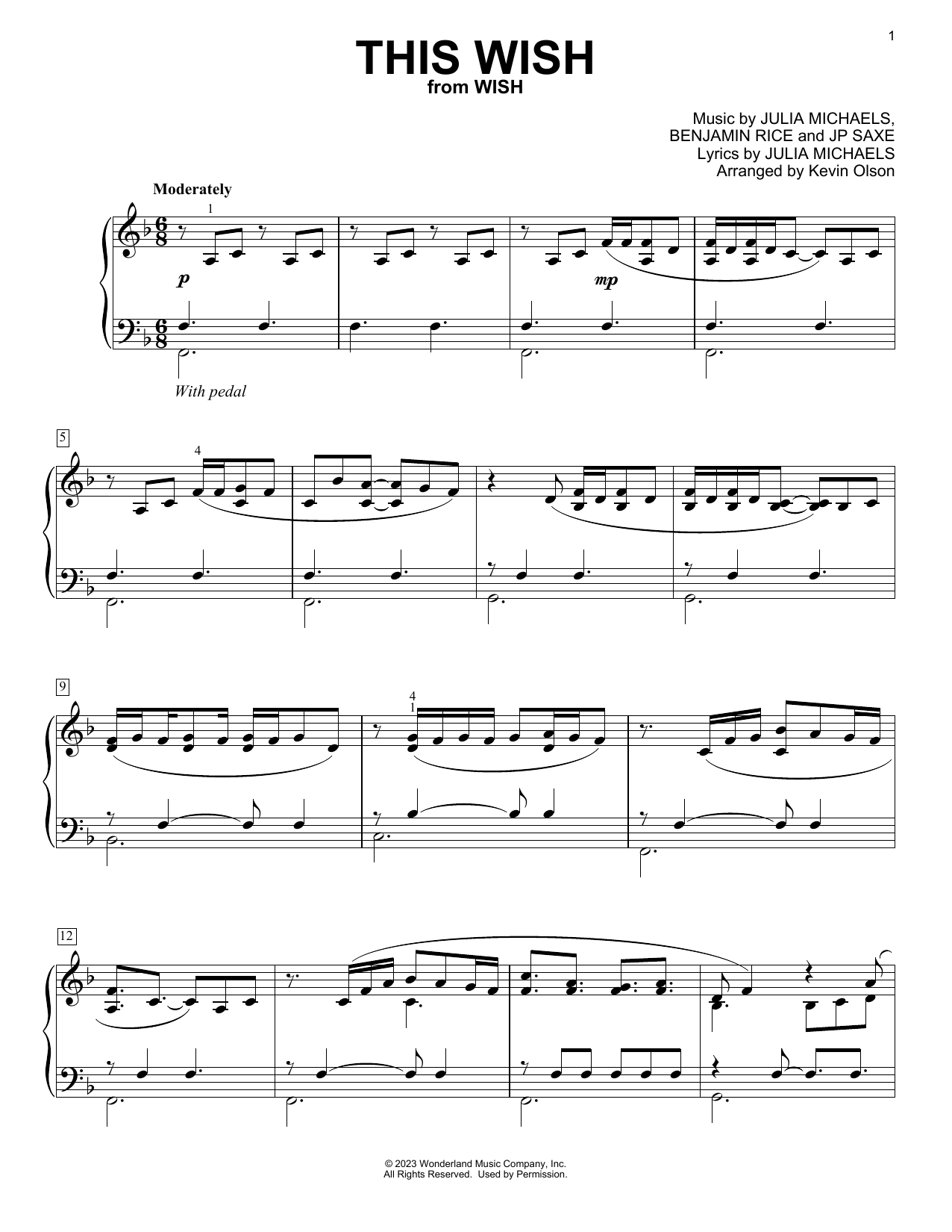 Produktgalerie: Seite 1 von 1 This Wish (from Wish) (arr. Kevin Olson), Ariana DeBose, Klavier