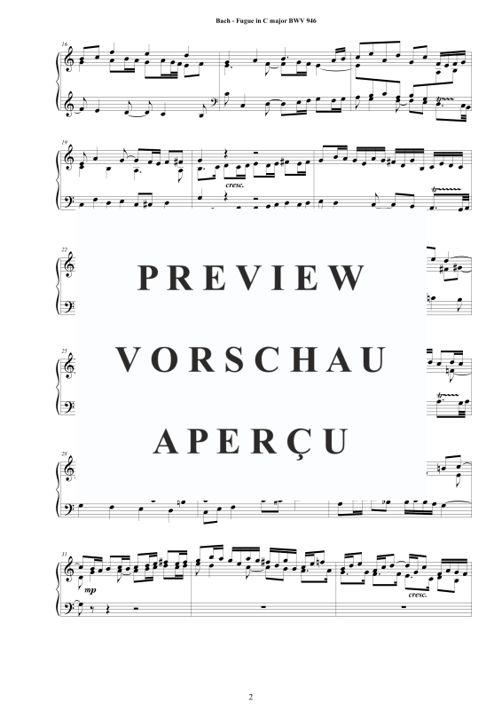 Product gallery: Page 3 of 4 Fugue in C major BWV 946, , Solo Piano