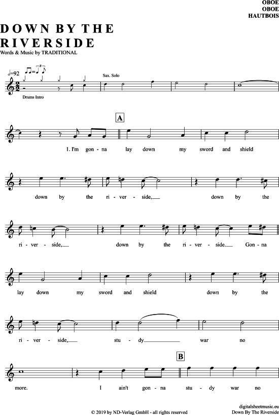 Produktgalerie: Seite 1 von 4 Down By The Riverside , , (Oboe)