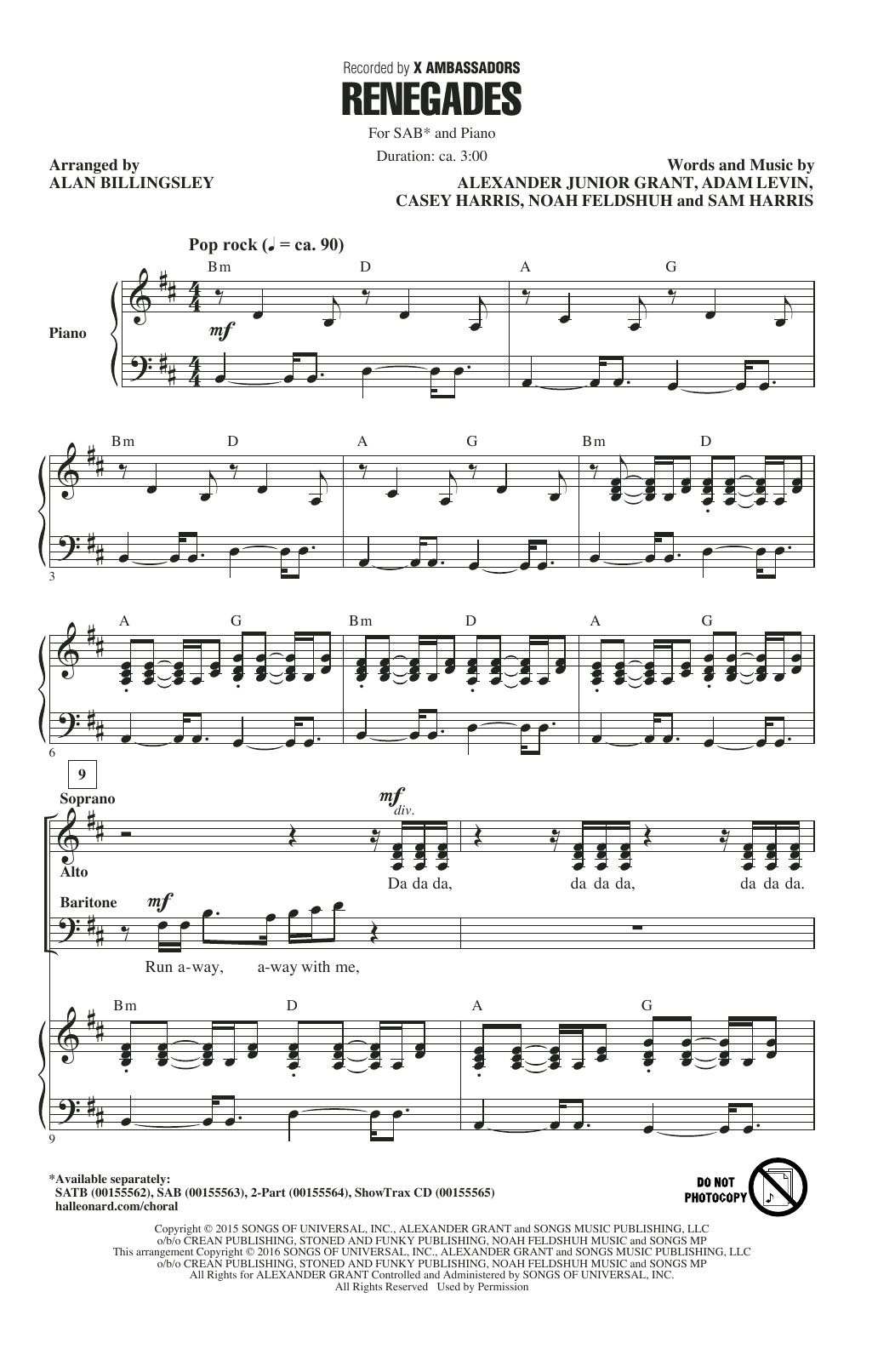 Produktgalerie: Seite 1 von 1 Renegades (arr. Alan Billingsley), X Ambassadors, Chor