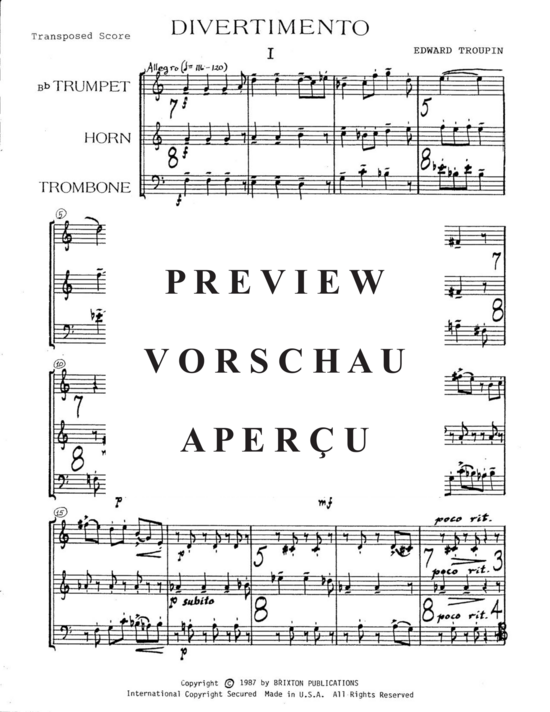 Product gallery: Page 3 of 21 Divertimento , , (trumpet, horn and trombone)