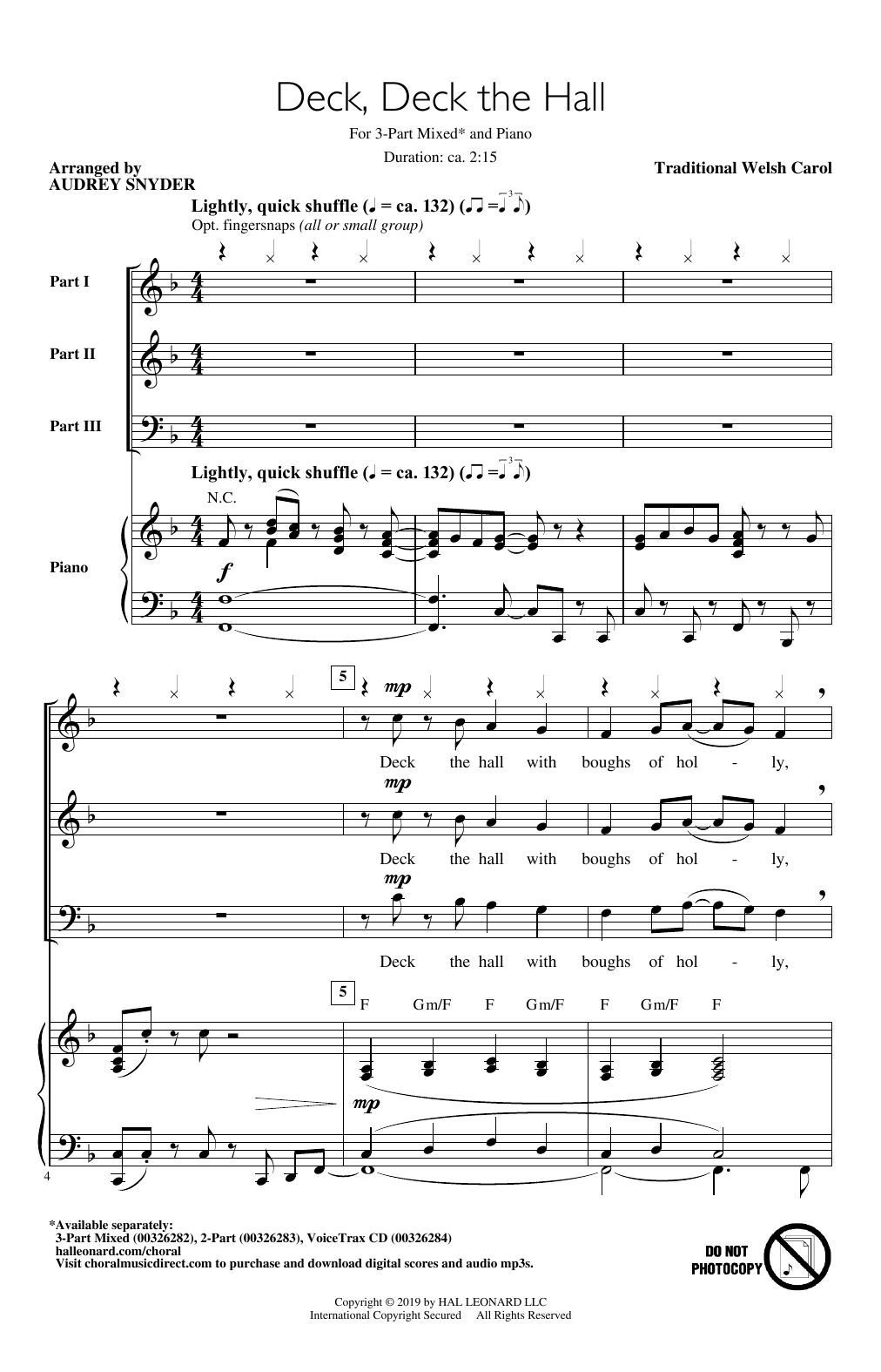 Product picture to: Deck, Deck The Hall (arr. Audrey Snyder)