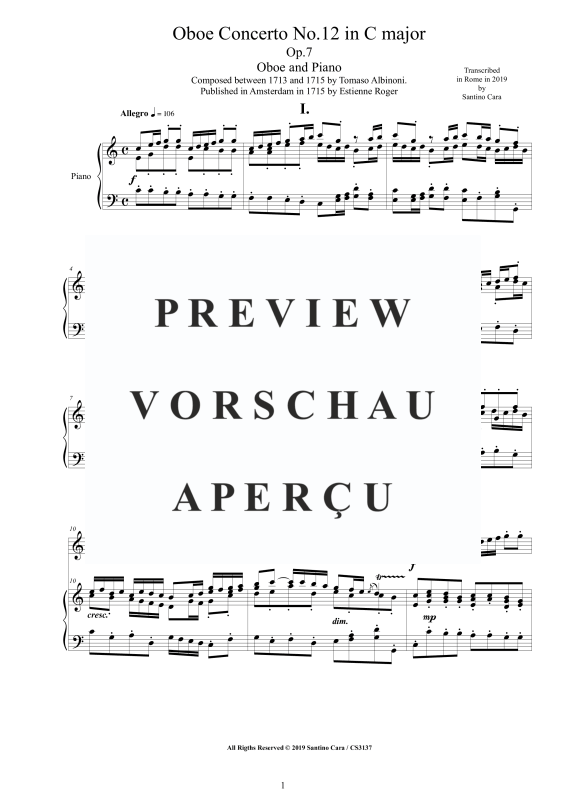 Product gallery: Page 2 of 11 Oboe Concerto No.12 in C-Dur Op.7, , Oboe and Piano/Harpsichord