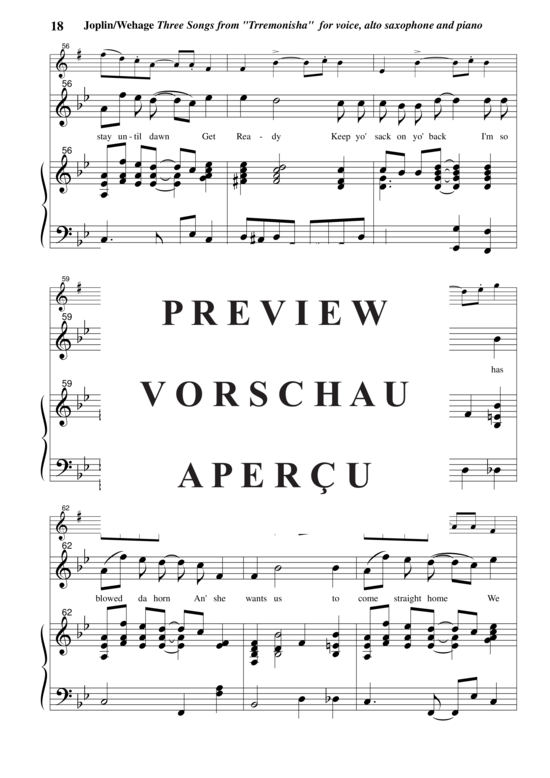 Product gallery: Page 19 of 34 Three Songs from Treemonisha , , (mezzo soprano, alto saxophone + piano)