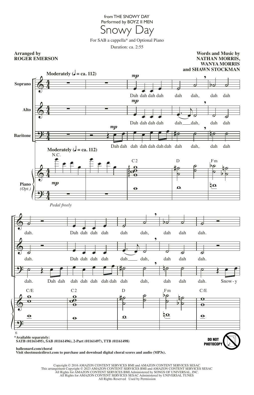Product gallery: Page 1 of 1 Snowy Day (from The Snowy Day) (arr. Roger Emerson), Boyz II Men