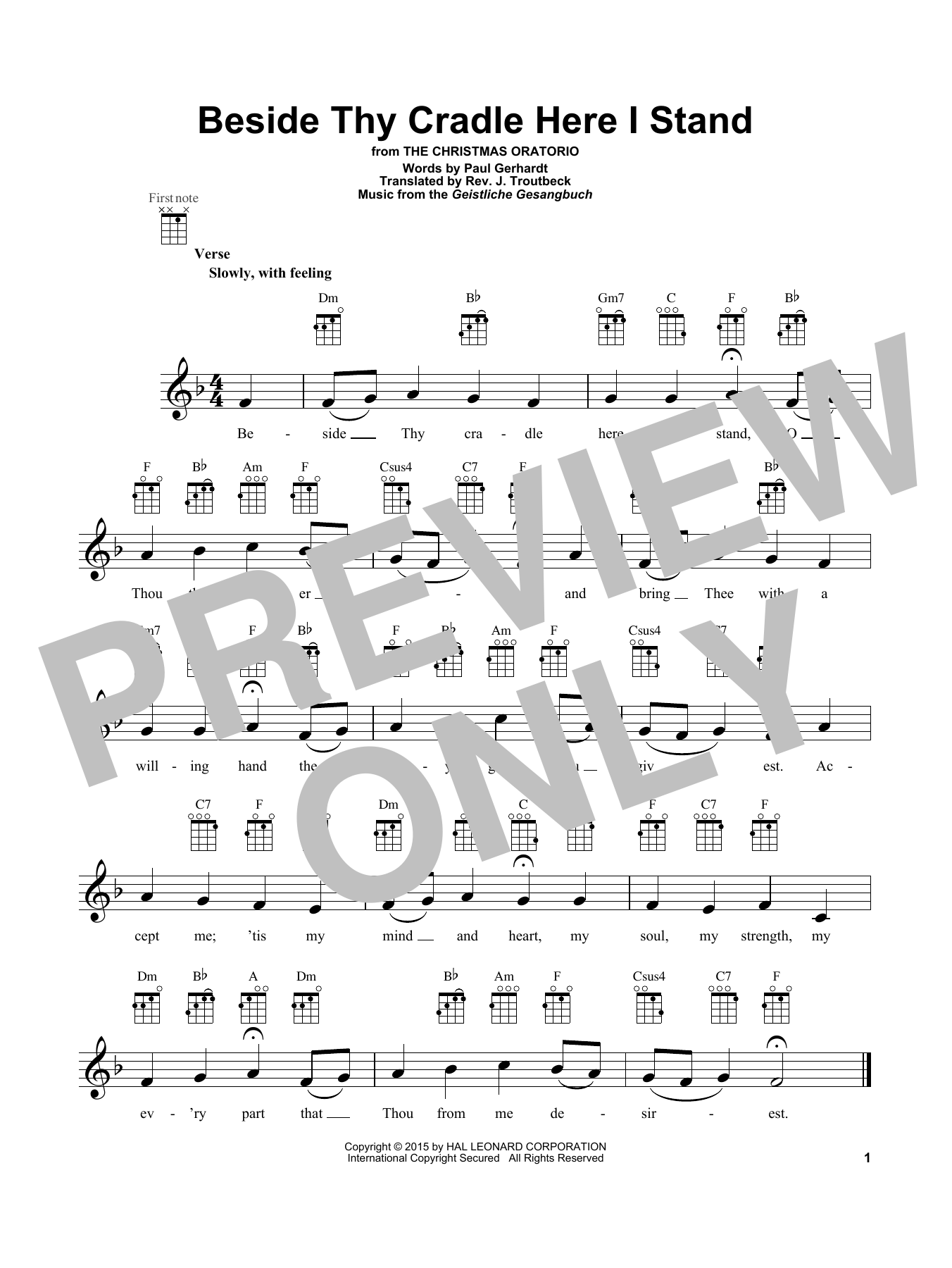 Product gallery: Page 1 of 1 Beside Thy Cradle Here I Stand, Rev. J. Troutbeck (trans.)