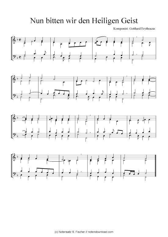 Nun bitten wir den Heiligen Geist Noten von Gotthard Erythraeus NSF40LBM notendownload