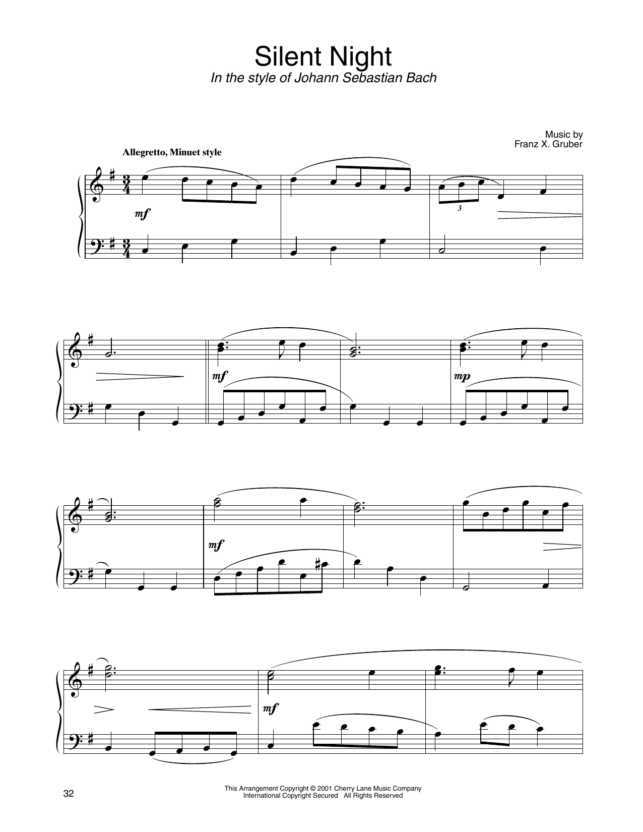 Product picture to: Silent Night (in the style of J.S. Bach) (arr. Carol Klose)