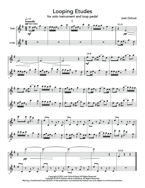 Produktgalerie: Seite 1 von 11 Looping Etudes, , (Melodieinstrument in C / B / Es und Loop Pedal)