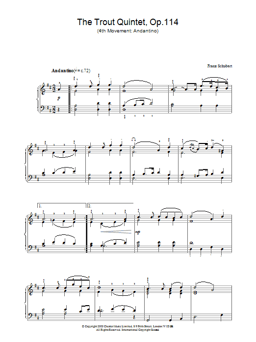 Product gallery: Page 1 of 1 The Trout Quintet - 4th Movement: Andantino, Franz Schubert