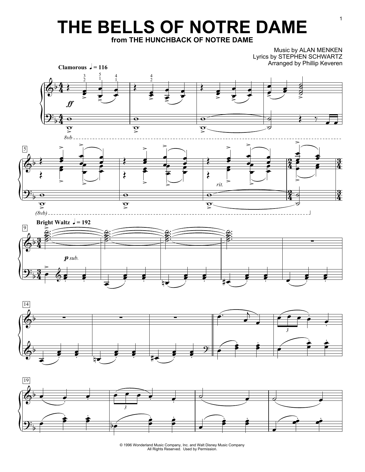 Product picture to: The Bells Of Notre Dame [Classical version] (arr. Phillip Keveren)