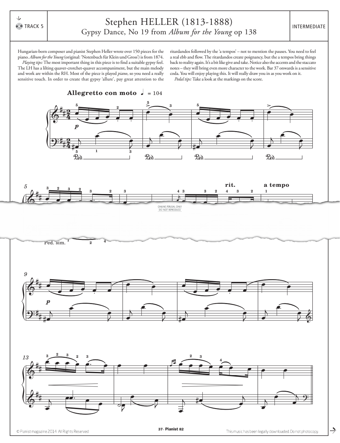 Product gallery: Page 1 of 1 Gypsy Dance, Album for the Young Op.138 No.19, Stephen Heller