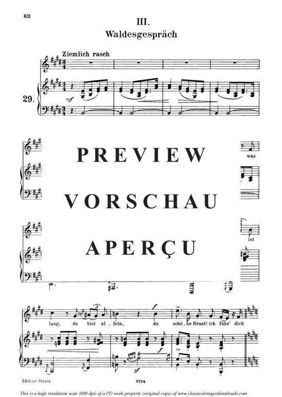 Product gallery: Page 2 of 5 Waldesgeschpräch Op.39 No.3, , Medium Voice and Piano