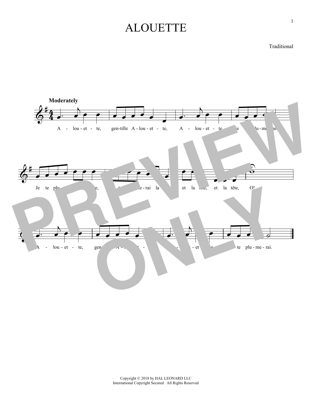 Product gallery: Page 1 of 1 Alouette, Traditional