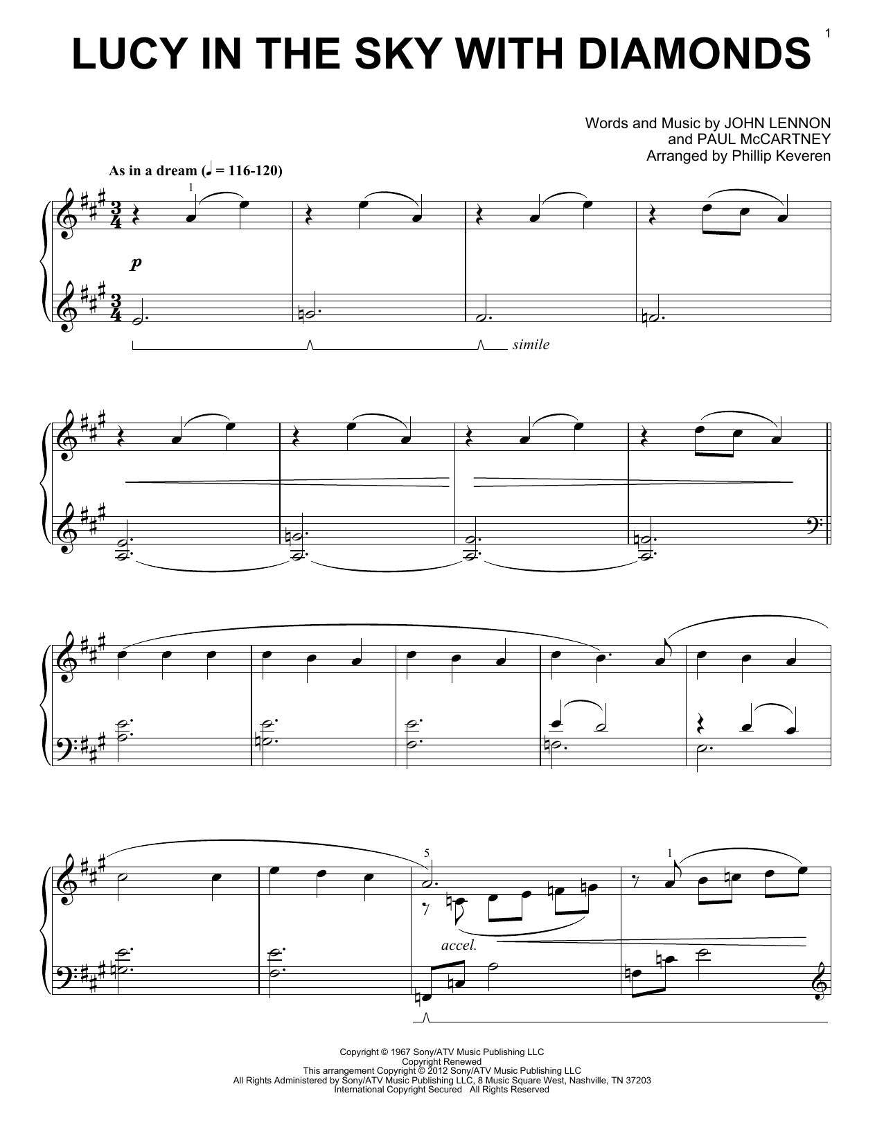 Product gallery: Page 1 of 1 Lucy In The Sky With Diamonds [Classical version] (arr. Phillip Keveren), The Beatles