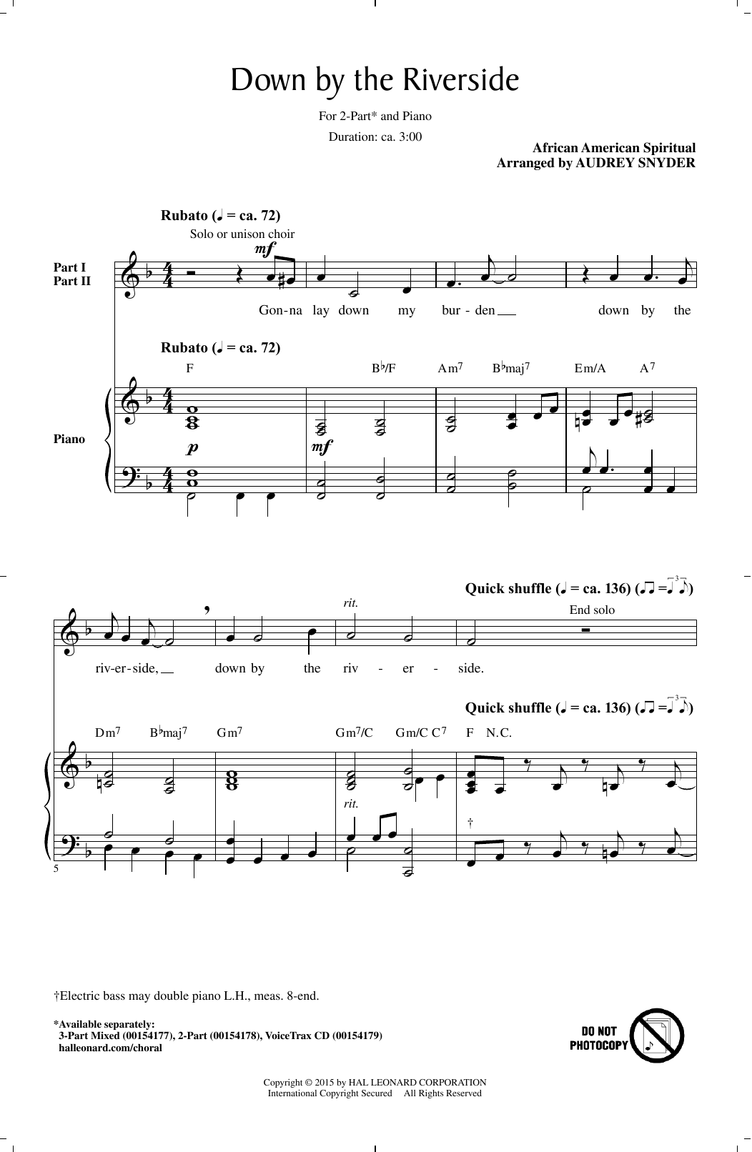 Produktgalerie: Seite 1 von 1 Down By The Riverside, Audrey Snyder, Chor