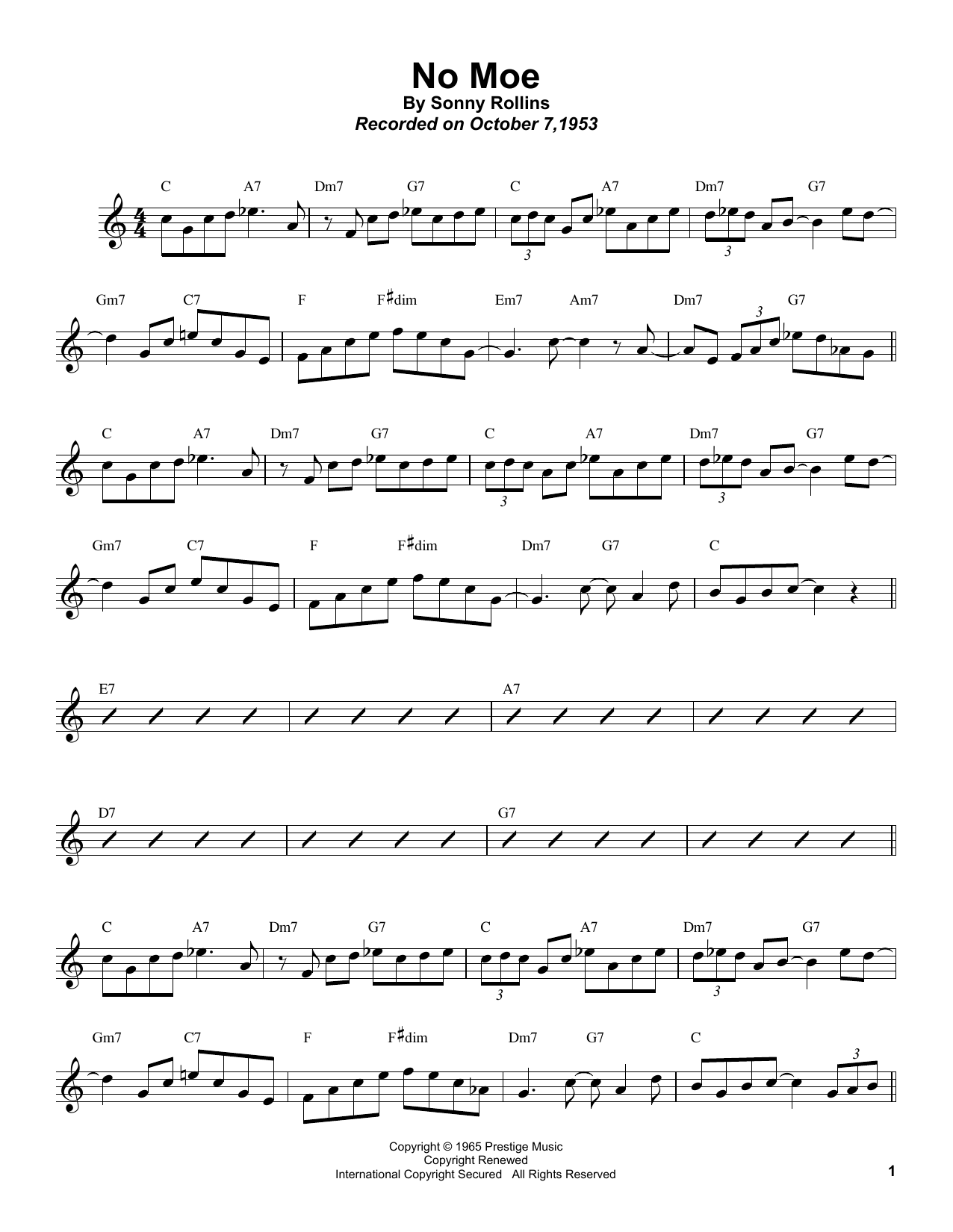 Product gallery: Page 1 of 1 No Moe, Sonny Rollins