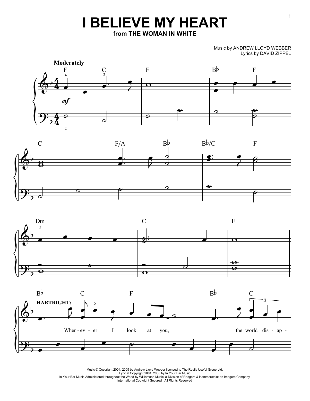 Produktbild zu: I Believe My Heart (from The Woman In White)